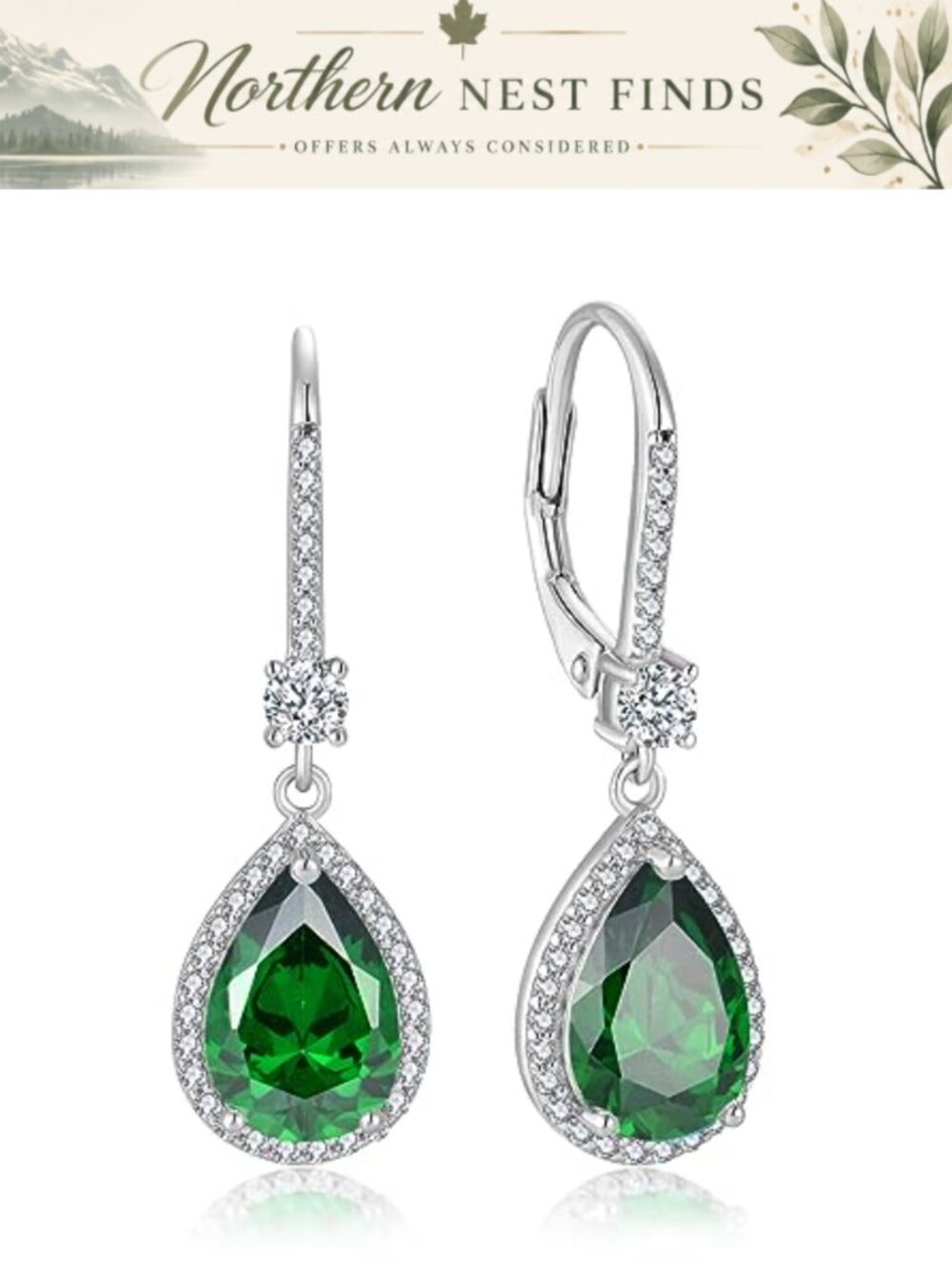 Teardrop 925 Sterling Silver Birthstone Earrings for Women